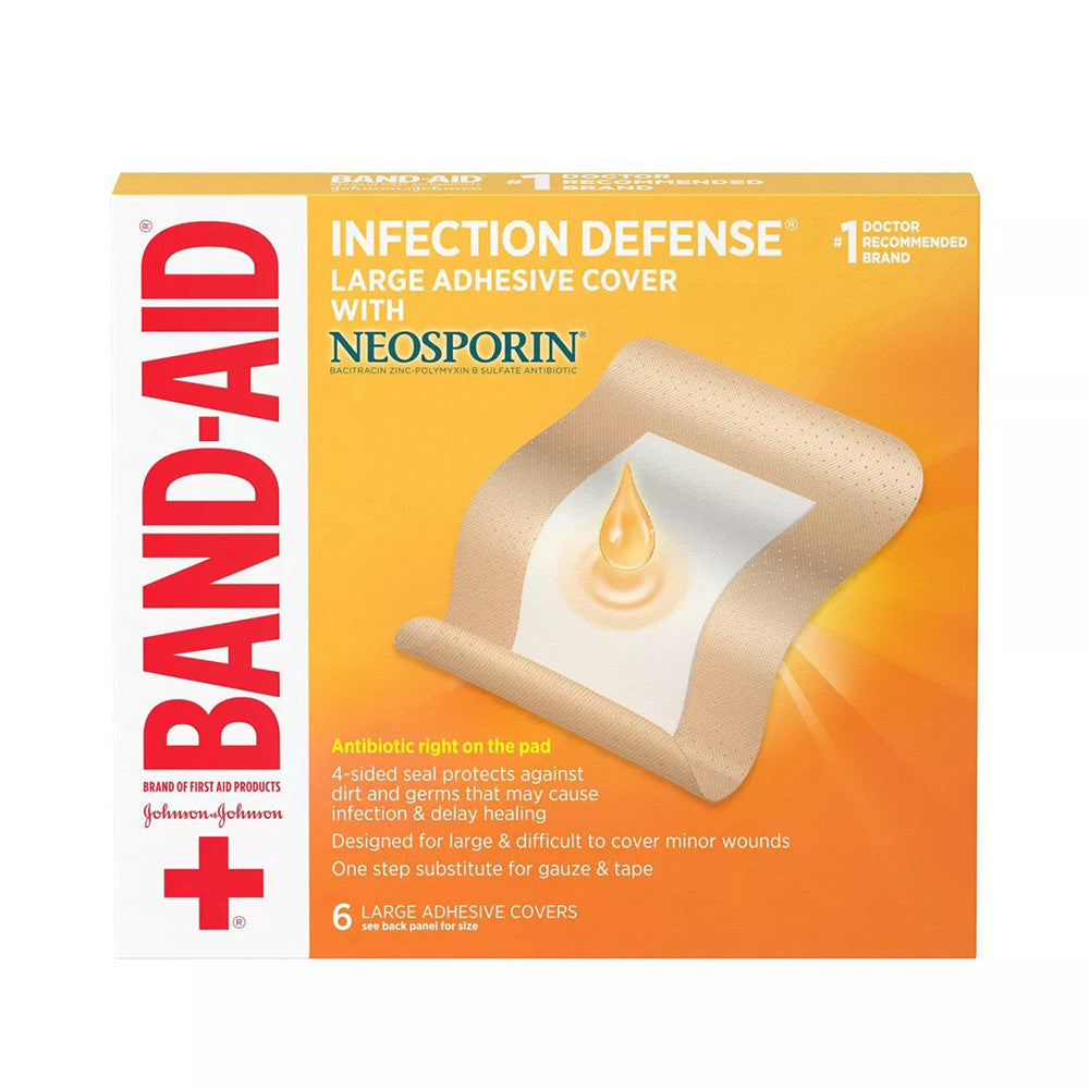 Band-Aid Infection Defense Large Adhesive Cover with Neosporin, 6 Ea